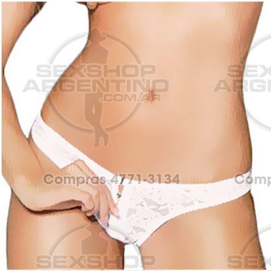 Tanga Encaje Blanca Con Cierre